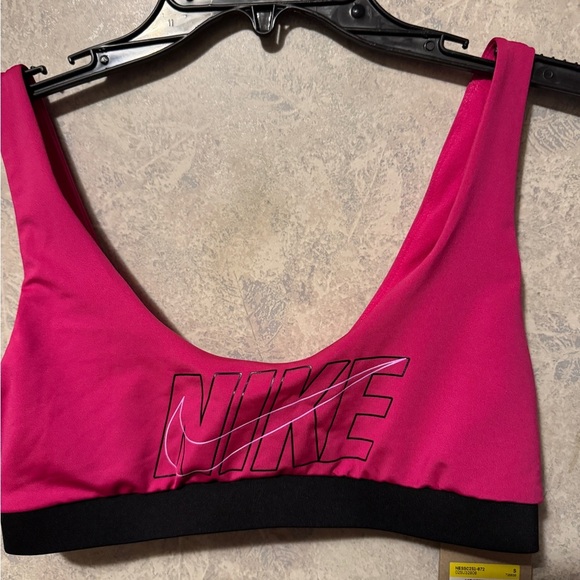 New! Nike Swim Scoop Neck Prime Pink Bikini Top Swoosh Logo Women's Size small - Picture 1 of 3
